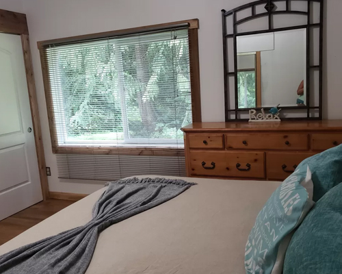 Bedroom with forest view