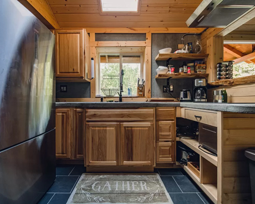 Fully stocked cabin kitchen