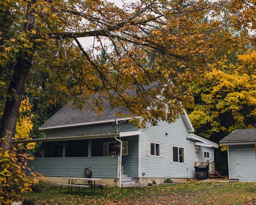 Wooded Home exterior in autumn