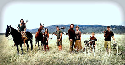 The DeLano family on the ranch